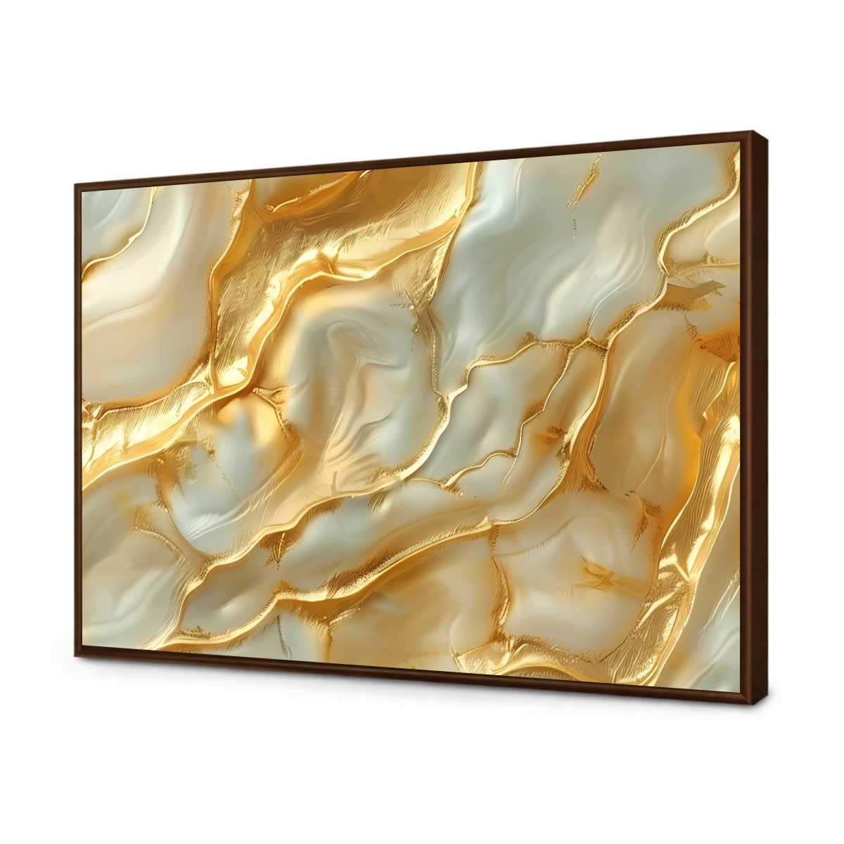 Quadro Decorativo Abstrato Ouro e Branco Luxuoso